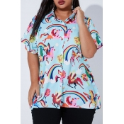 Lovely Casual Printed Multicolor Plus Size Blouse