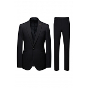 Lovely Trendy Turndown Collar Black Two-piece Pant