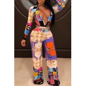 Lovely Trendy Deep V Neck Multicolor One-piece Jum