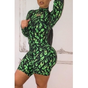 Lovely Casual Printed Green One-piece Romper
