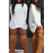 Lovely Trendy Asymmetrical Broken Holes White Mini