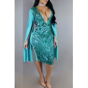 Lovely Sexy Deep V Neck Baby Blue Patchwork Baby B