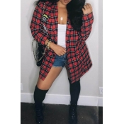 Lovely Trendy Grid Printed Red Jacket