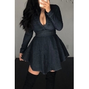 Lovely Casual Bow-Tie Black Mini Dress