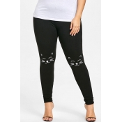 Lovely Casual Printed Black Plus Size Pants