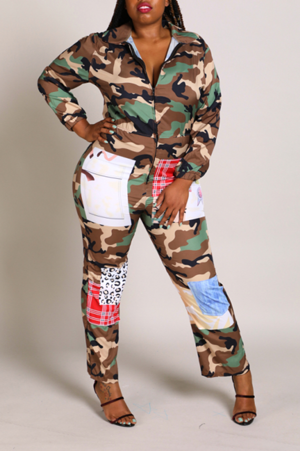 plus size camouflage jumpsuit