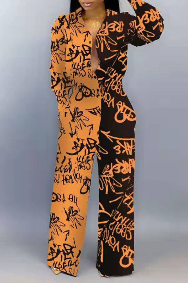 

Lovely Casual Patchwork Orange One-piece Jumpsuit