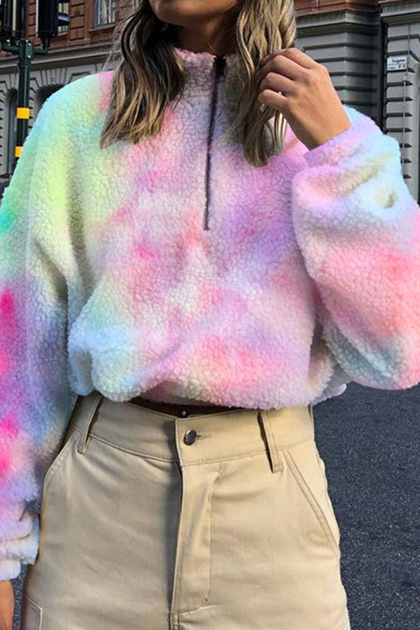 

Lovely Casual Zipper Design Multicolor Sweatshirt Hoodie, Multi
