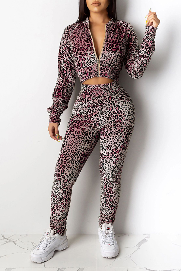 

Lovely Casual Printed Rose Red Two-piece Pants Set