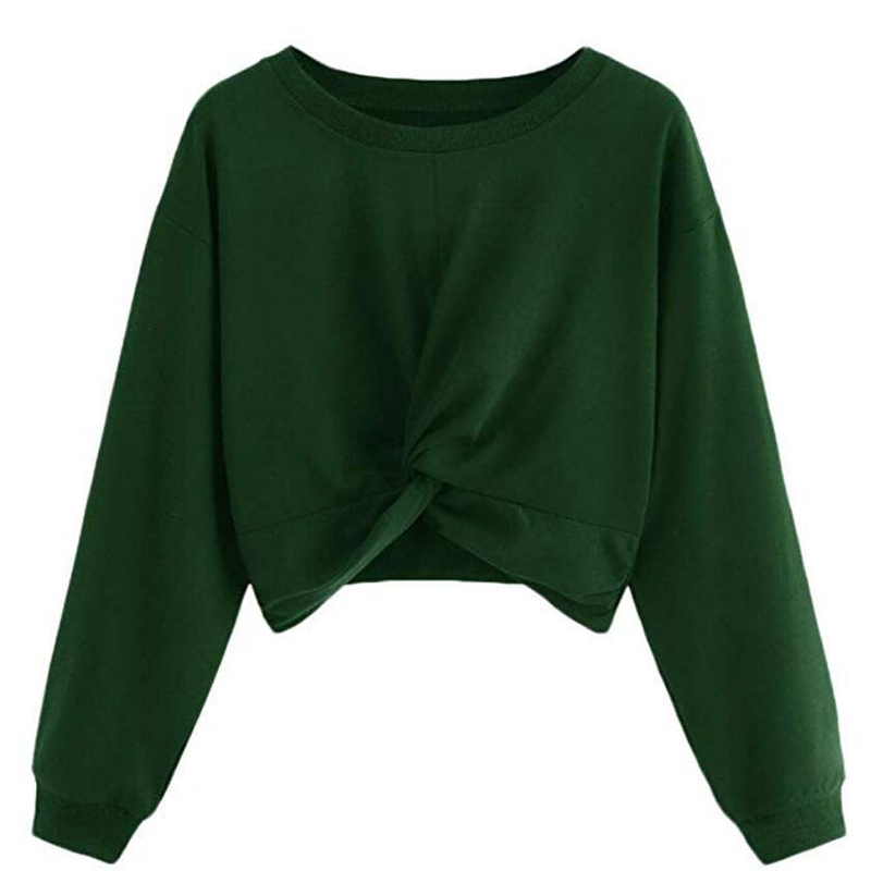 

Lovely Casual O Neck Ruffle Design Green Hoodie