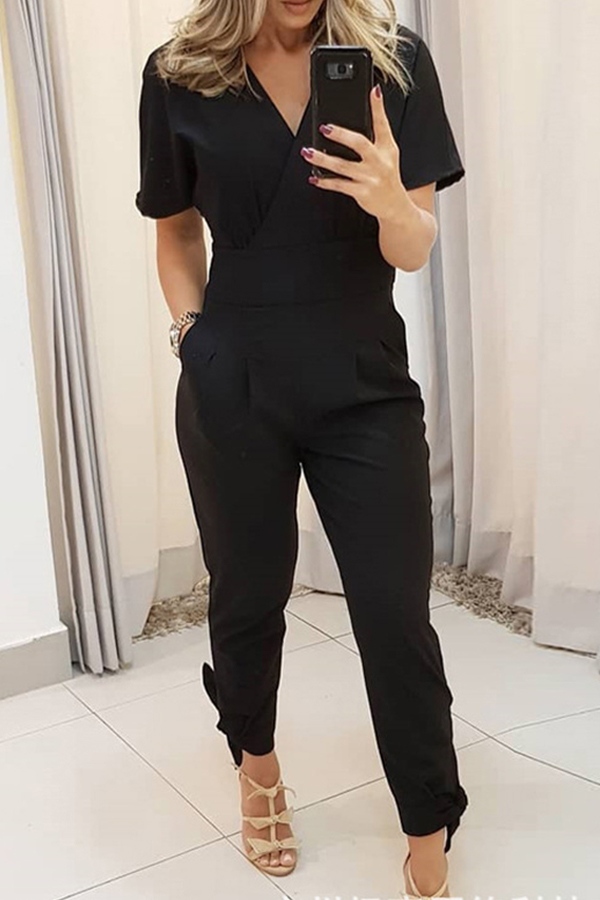 

Lovely Casual Basic Black One-piece Jumpsuit