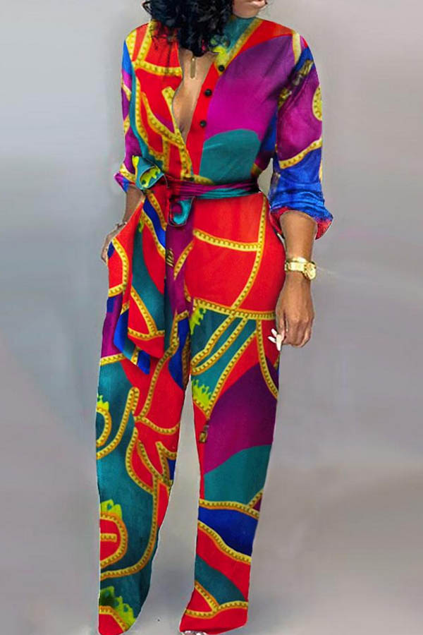 

Lovely Casual Printed Multicolor One-piece Jumpsuit, Multi