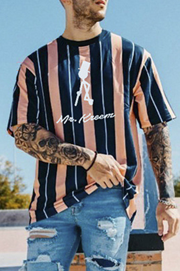 

Lovely Casual Striped Navy Blue T-shirt