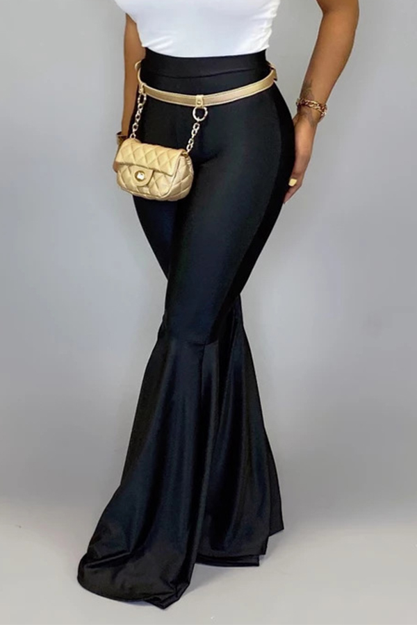 

Lovely Casual Flared Black Pants