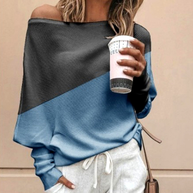 

Lovely Work Color-lump Blue Sweater