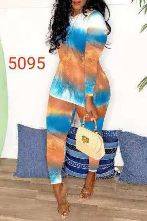 

Lovely Casual Printed Multicolor Two-piece Pants Set, Multi