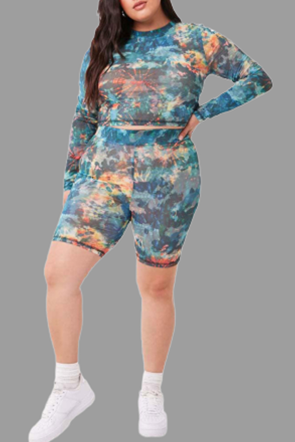 

Lovely Casual Camouflage Printed Plus Size Two-piece Pants Set, Camo