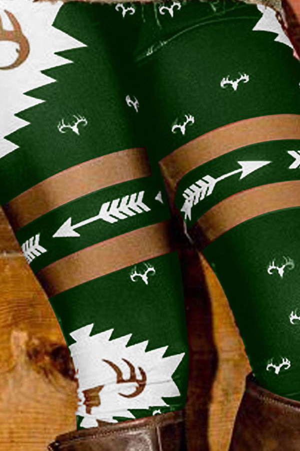 

Lovely Casual Printed Green Leggings
