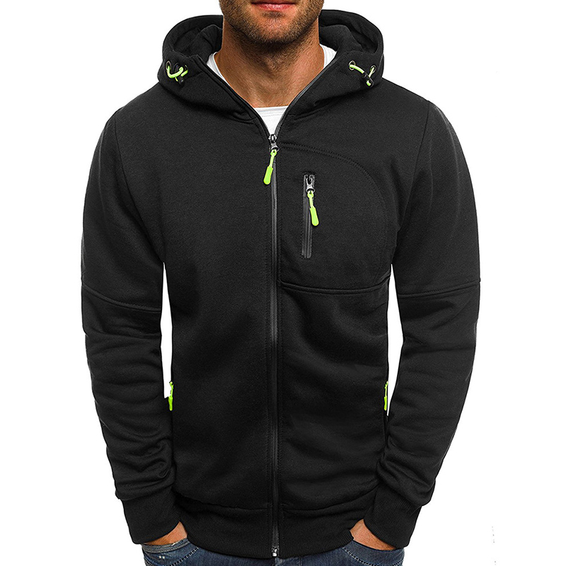 

Lovely Leisure Hooded Collar Zipper Design Black Hoodie