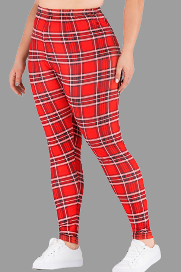 Cheap Plus Size Pants Lovely Casual Printed Red Plus Size Pants