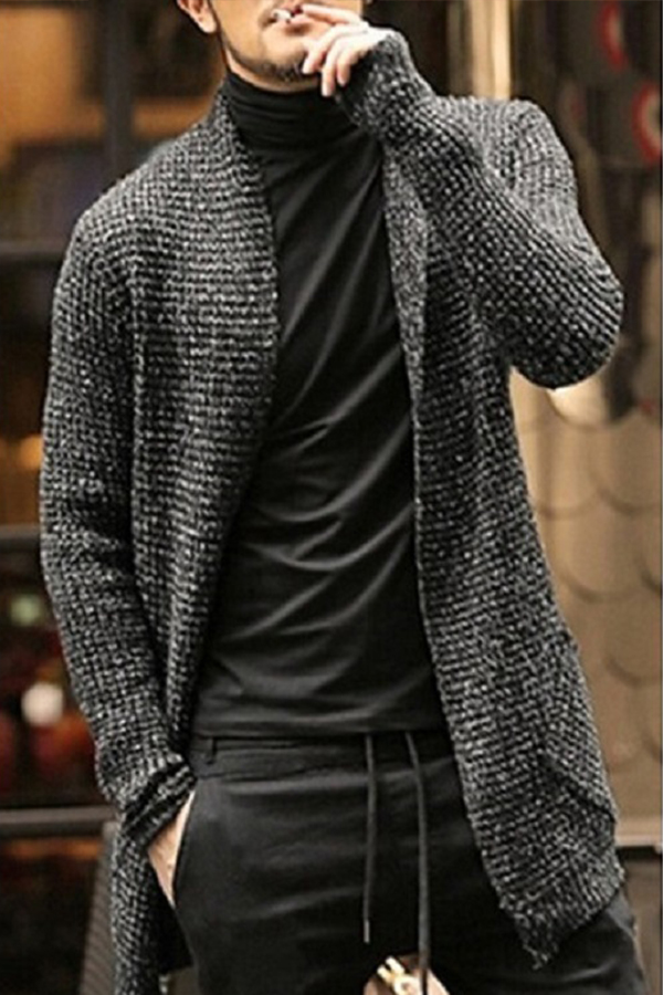 

Lovely Casual Loose Dark Grey Cardigan