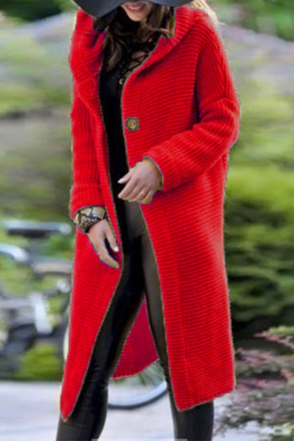 

Lovely Casual Buttons Red Coat