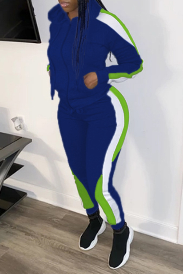 LW Casual Hooded Collar Patchwork Pants Set