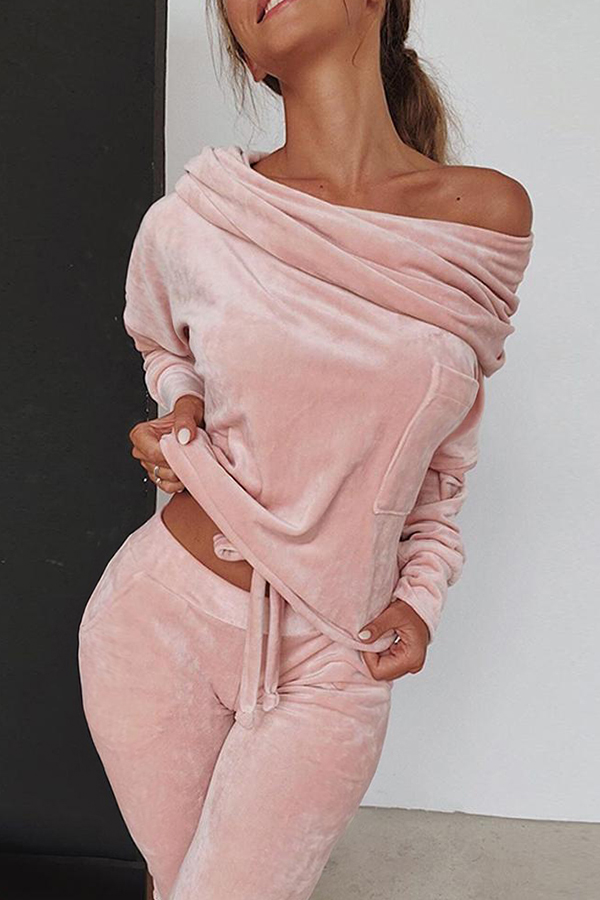 

Lovely Casual Basic Pink Two-piece Pants Set
