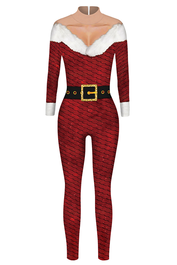 

Lovely Cosplay Patchwork Wine Red One-piece Jumpsuit