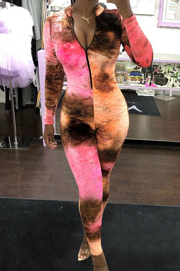 

Lovely Trendy Skinny Printed Pink One-piece Jumpsuit