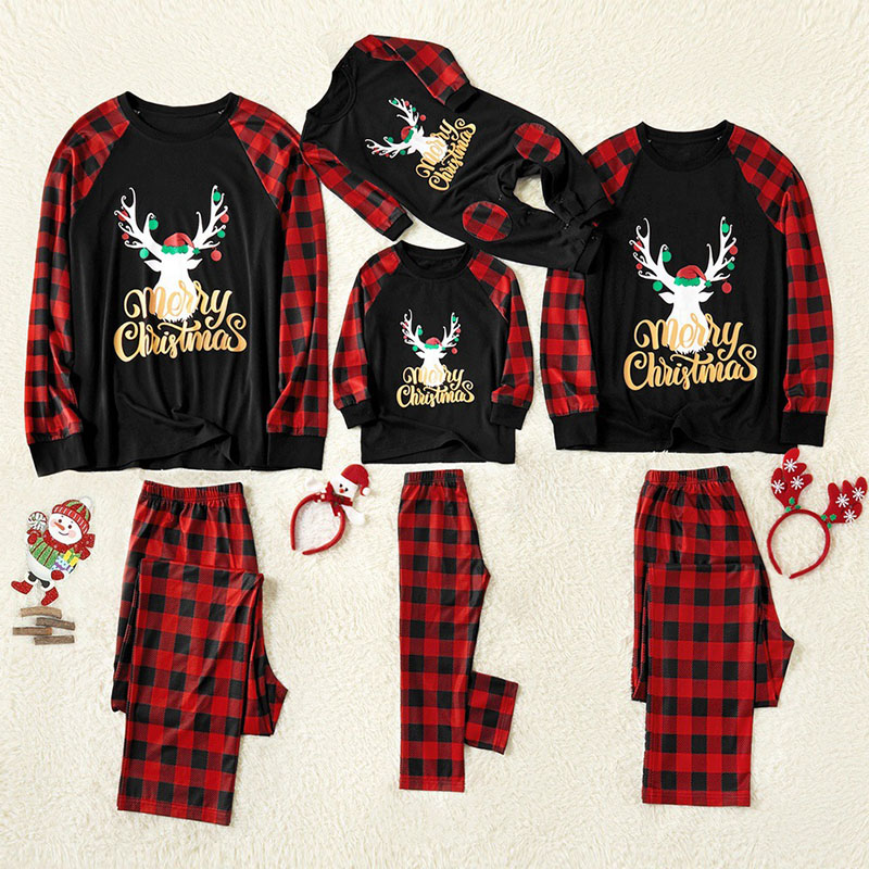 

Lovely Family O Neck Printed Red Mother Two-piece Pants Set