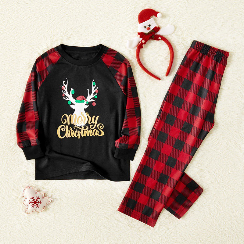 

Lovely Family O Neck Printed Red Father Two-piece Pants Set