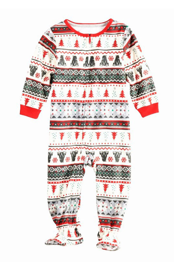 

Lovely Family Santa Claus Printed White Baby One-piece Jumpsuit