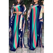Lovely Casual Printed Black Floor Length Plus Size
