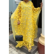 Lovely Casual Embroidery Design Yellow Floor Lengt