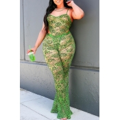 Lovely Sexy Spaghetti Straps Green Two-piece Pants