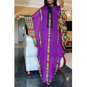 Lovely Casual Printed Loose Purple Ankle Length Pl