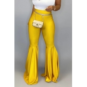 Lovely Casual Flared Yellow Pants