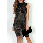 Lovely Sexy Hot Drilling Decorative Black One-piec