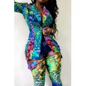 Lovely Sexy Printed Multicolor Two-piece Pants Set