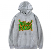 Lovely Street Hooded Collar Letter Printed Grey Ho