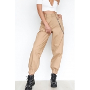 Lovely Casual Basic Khaki Pants
