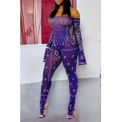 Lovely Trendy See-through Purple One-piece Jumpsui