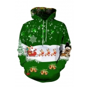 Lovely Christmas Day Hooded Collar Green Hoodie