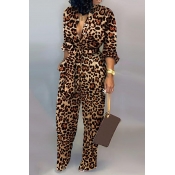 Lovely Trendy Leopard Printed One-piece Jumpsuit
