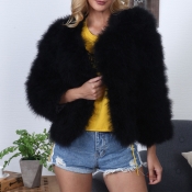 Lovely Casual Winter Short Black Coat