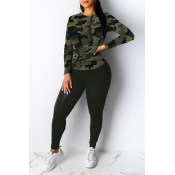 Lovely Casual Basic Camouflage Printed Two-piece P