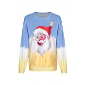 Lovely Christmas Day Printed Blue Sweatshirt Hoodi