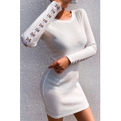 Lovely Casual Bandage Design White Mini Dress