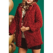 Lovely Fashion Three Quarter Sleeves Wine Red Coat